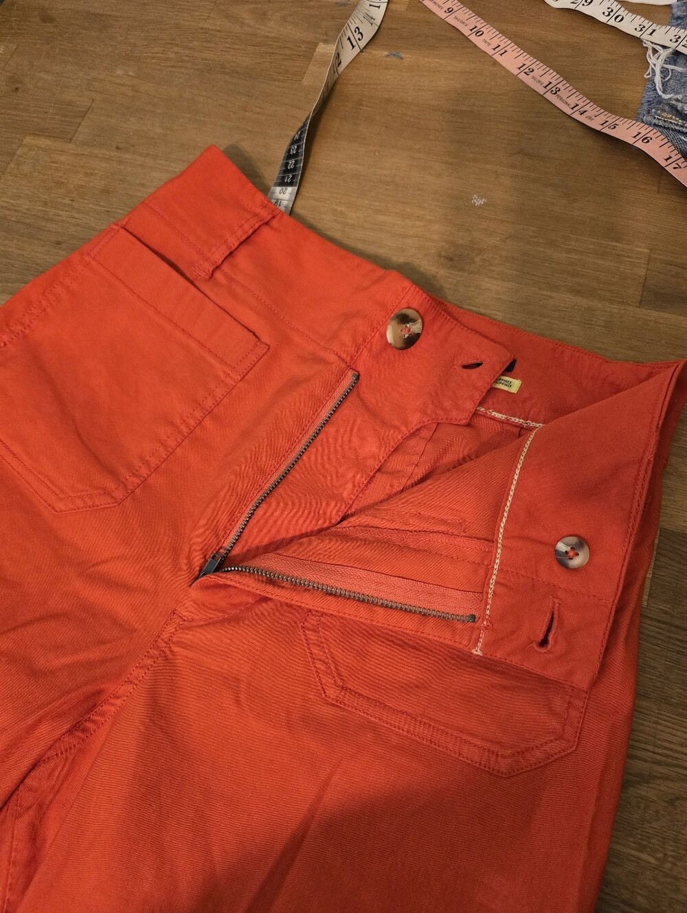 Anthropologie Maeve The Colette Wide Leg Pants Orange 27 Magic Fabric Crop - Picture 11 of 14